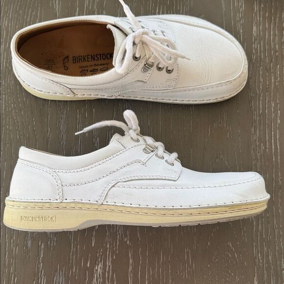 Birkenstock Classic White Leather Oxfords Lace Up Design Size M8 / L10 Germany - Picture 1 of 12